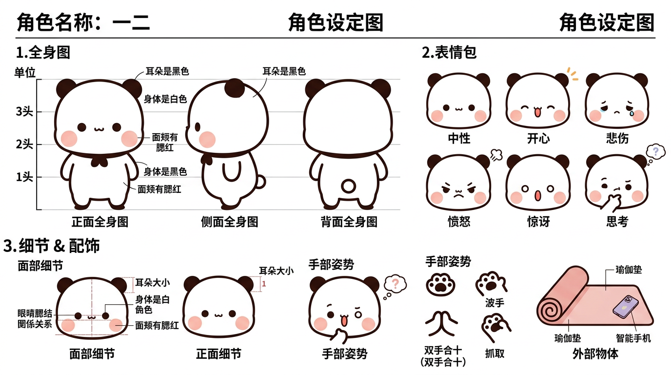 一二 character reference sheet