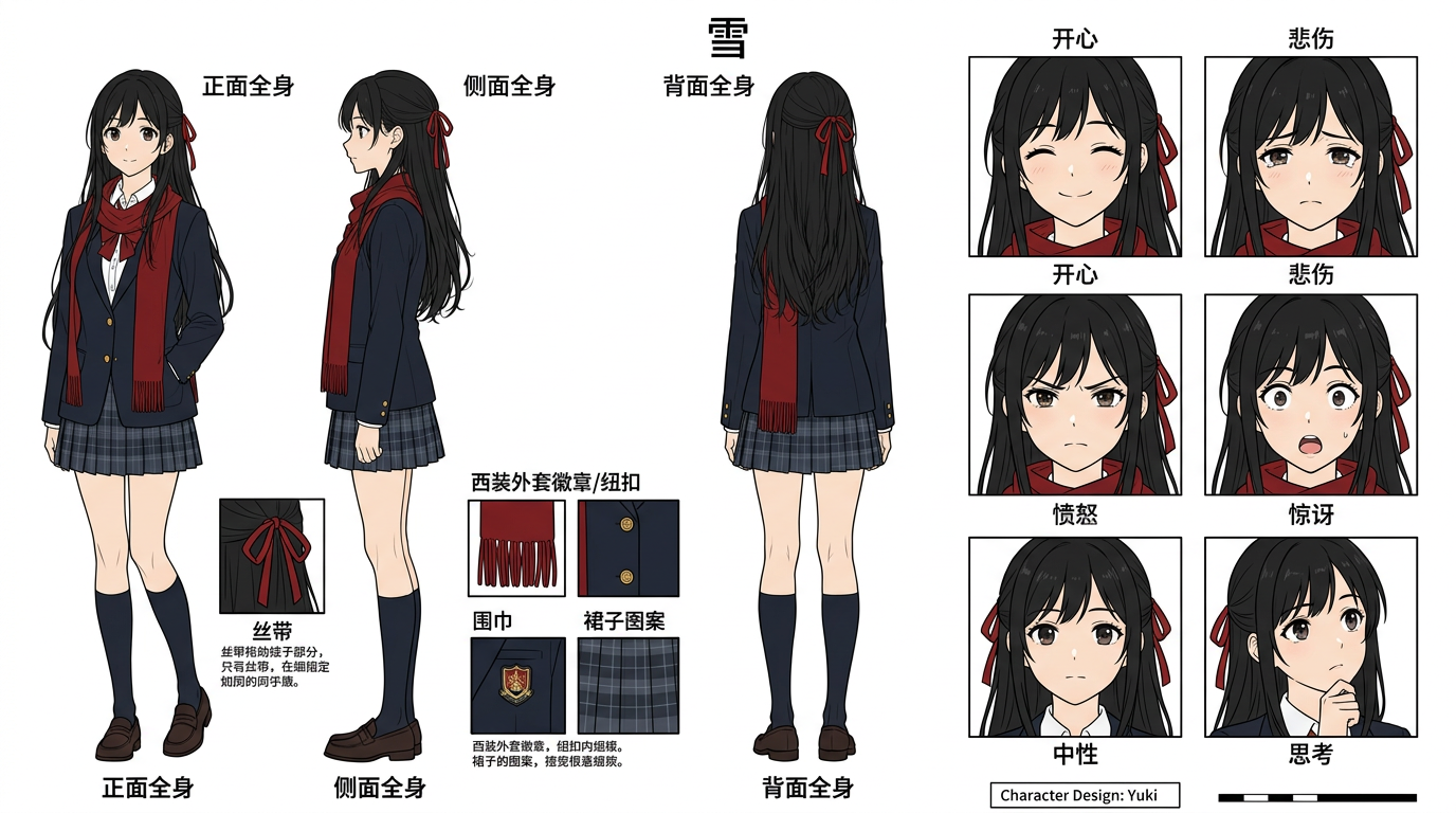 Yuki character reference sheet