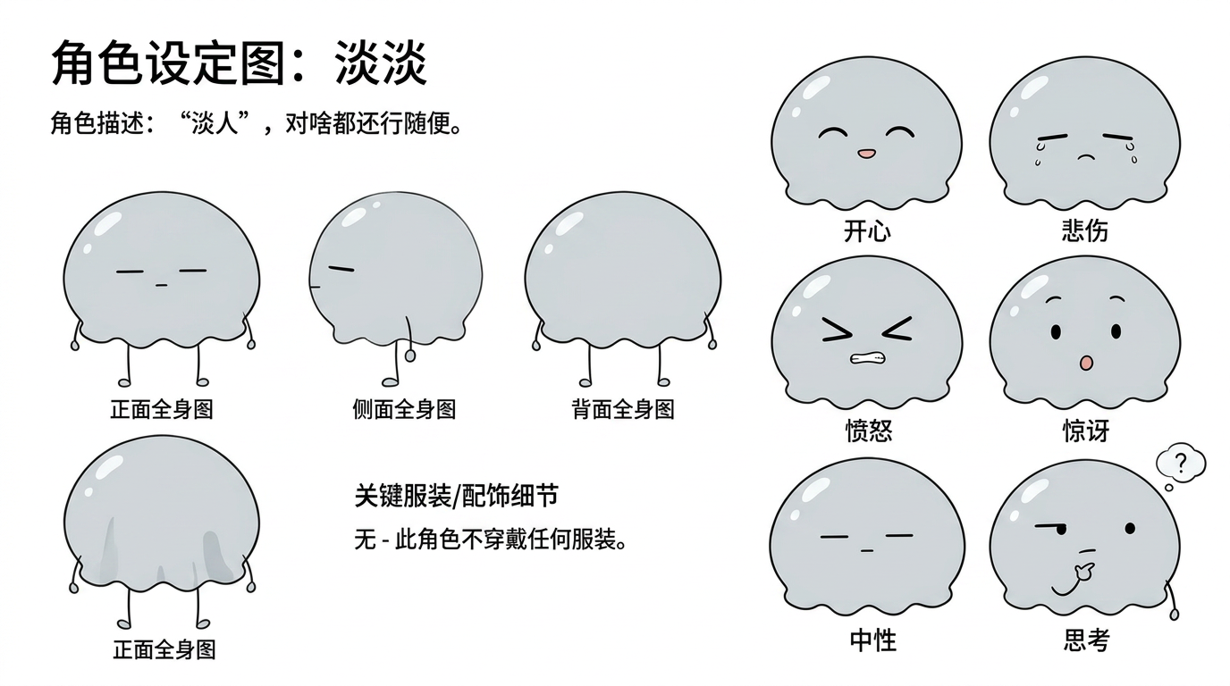 淡淡 character reference sheet