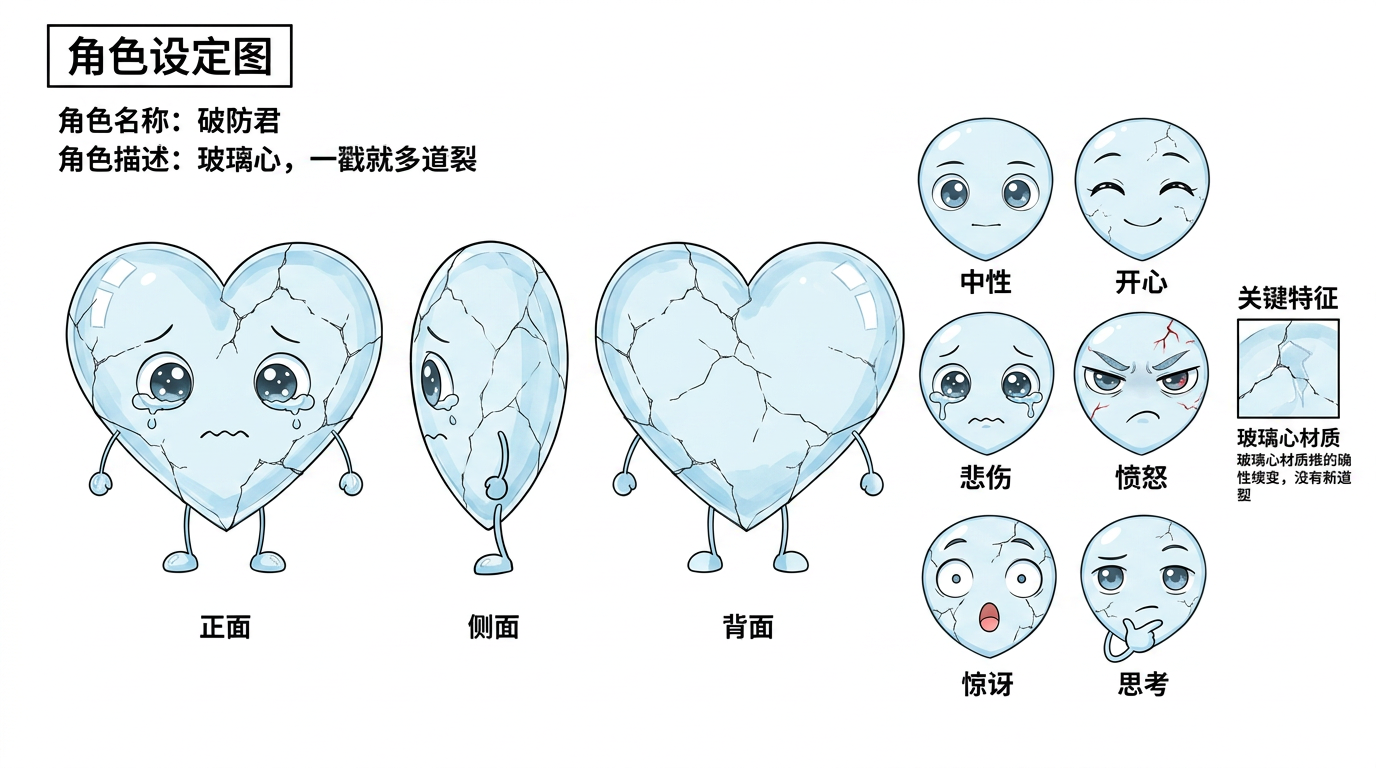 破防君 character reference sheet