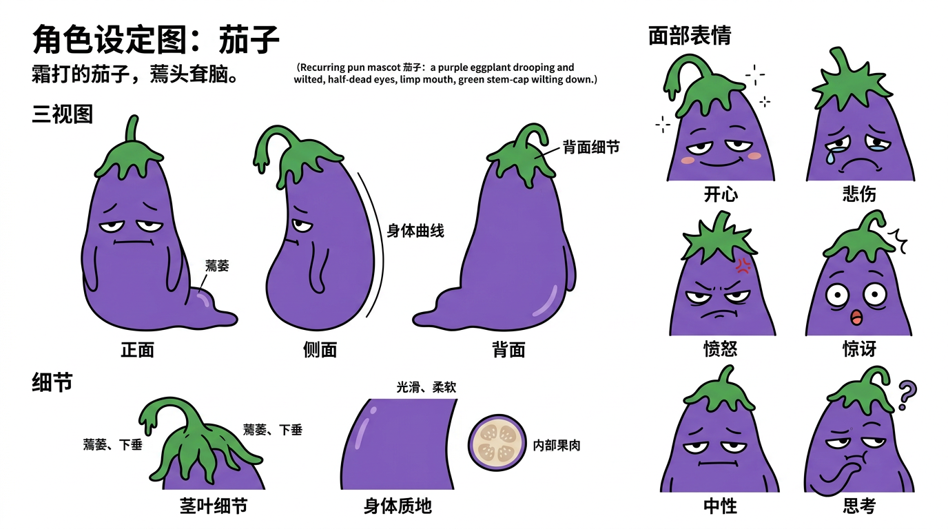 茄子 character reference sheet