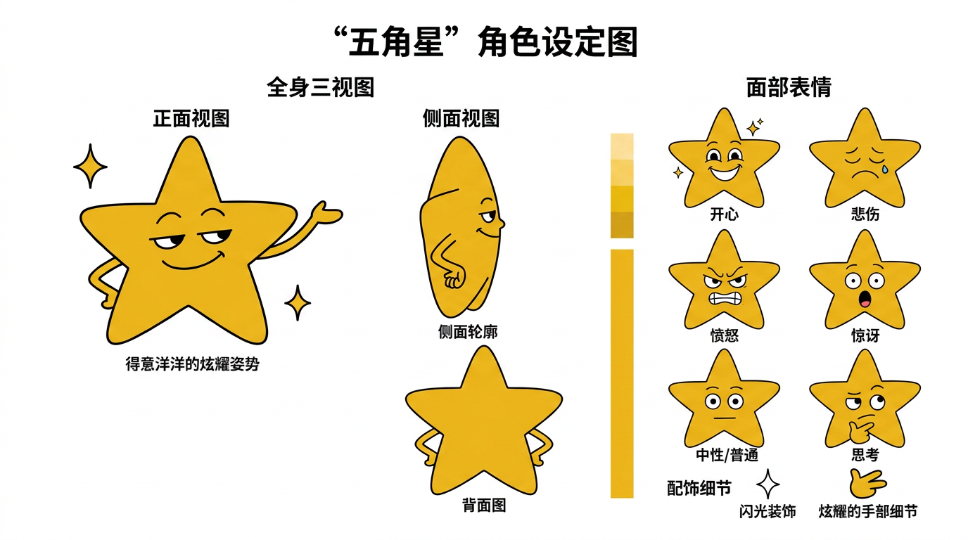 五角星 character reference sheet